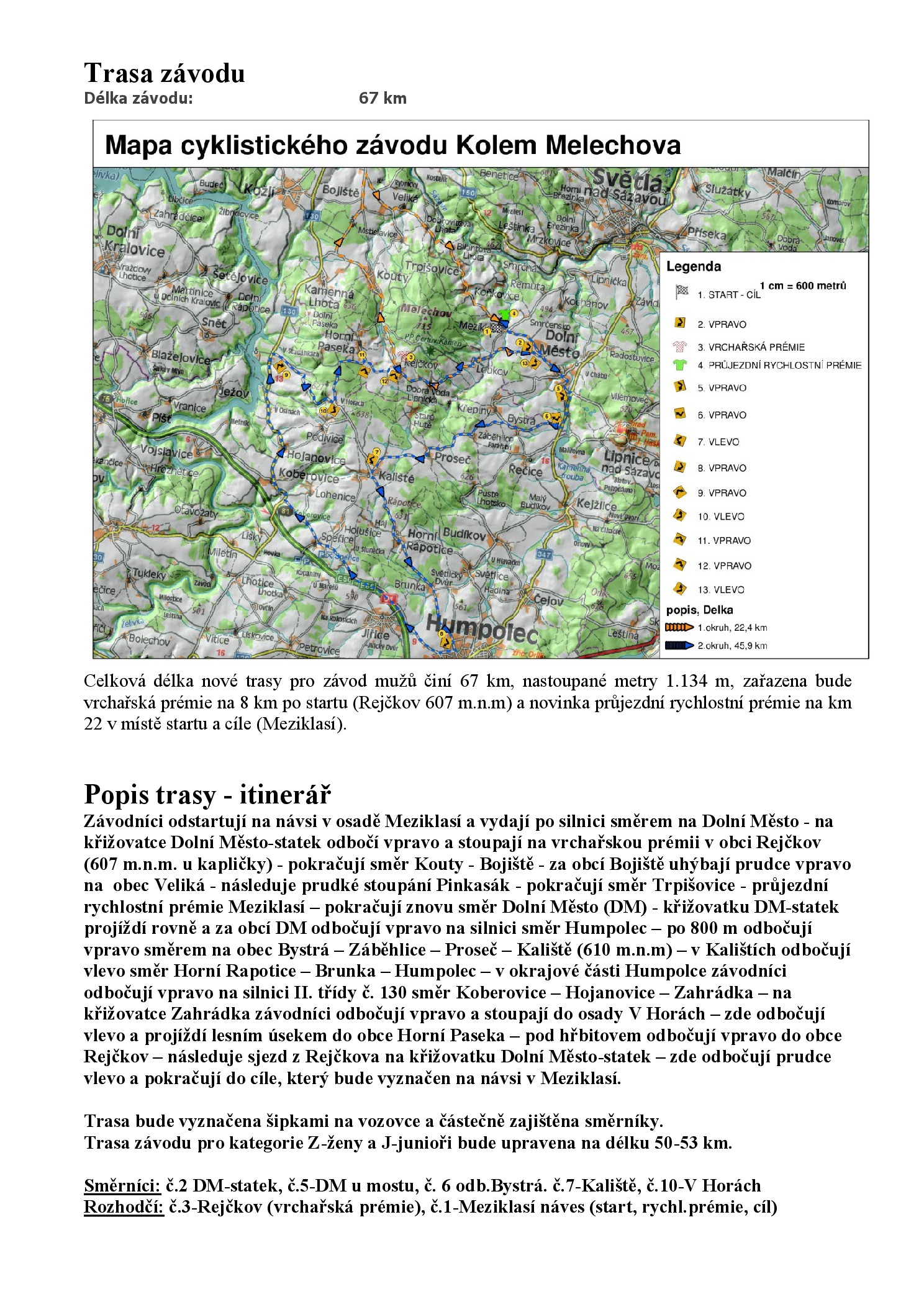 KM Trasa mapa itiner